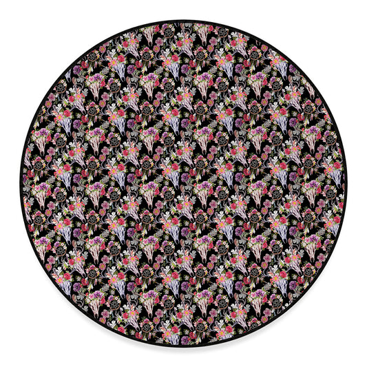 Boho Deer Skull Pattern Print Round Floor Mat