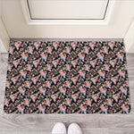 Boho Deer Skull Pattern Print Rubber Doormat