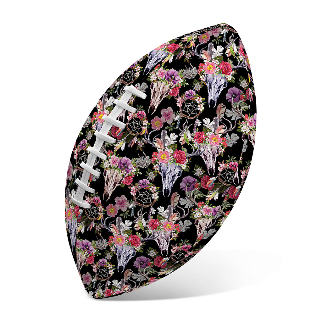 Boho Deer Skull Pattern Print Rugby Ball