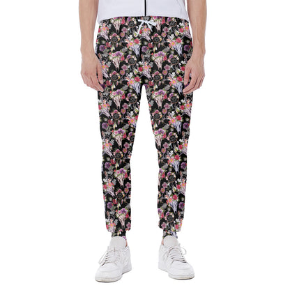 Boho Deer Skull Pattern Print Scuba Joggers
