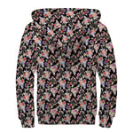 Boho Deer Skull Pattern Print Sherpa Lined Zip Up Hoodie