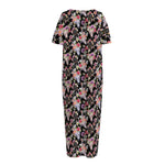 Boho Deer Skull Pattern Print Short Sleeve Long Nightdress