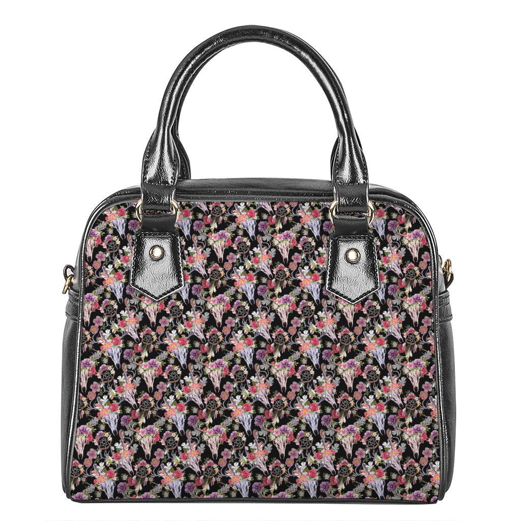 Boho Deer Skull Pattern Print Shoulder Handbag