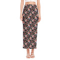 Boho Deer Skull Pattern Print Side Slit Maxi Skirt