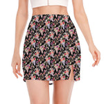 Boho Deer Skull Pattern Print Side Slit Mini Skirt