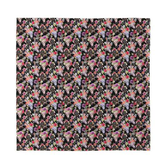 Boho Deer Skull Pattern Print Silk Bandana