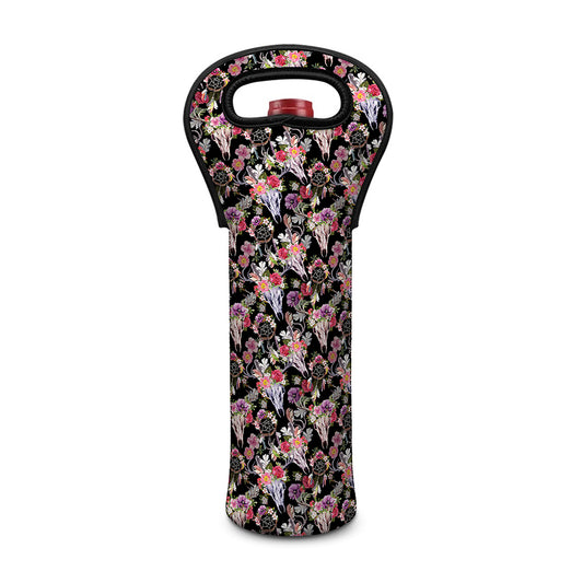 Boho Deer Skull Pattern Print Single Neoprene Wine Tote