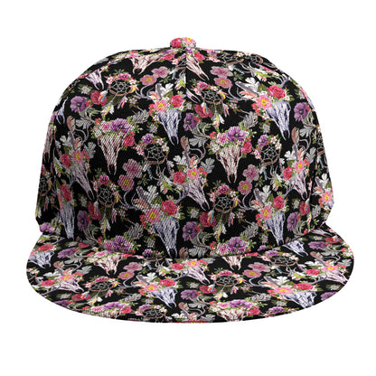 Boho Deer Skull Pattern Print Snapback Cap