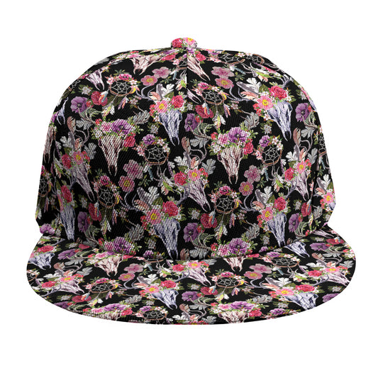 Boho Deer Skull Pattern Print Snapback Cap
