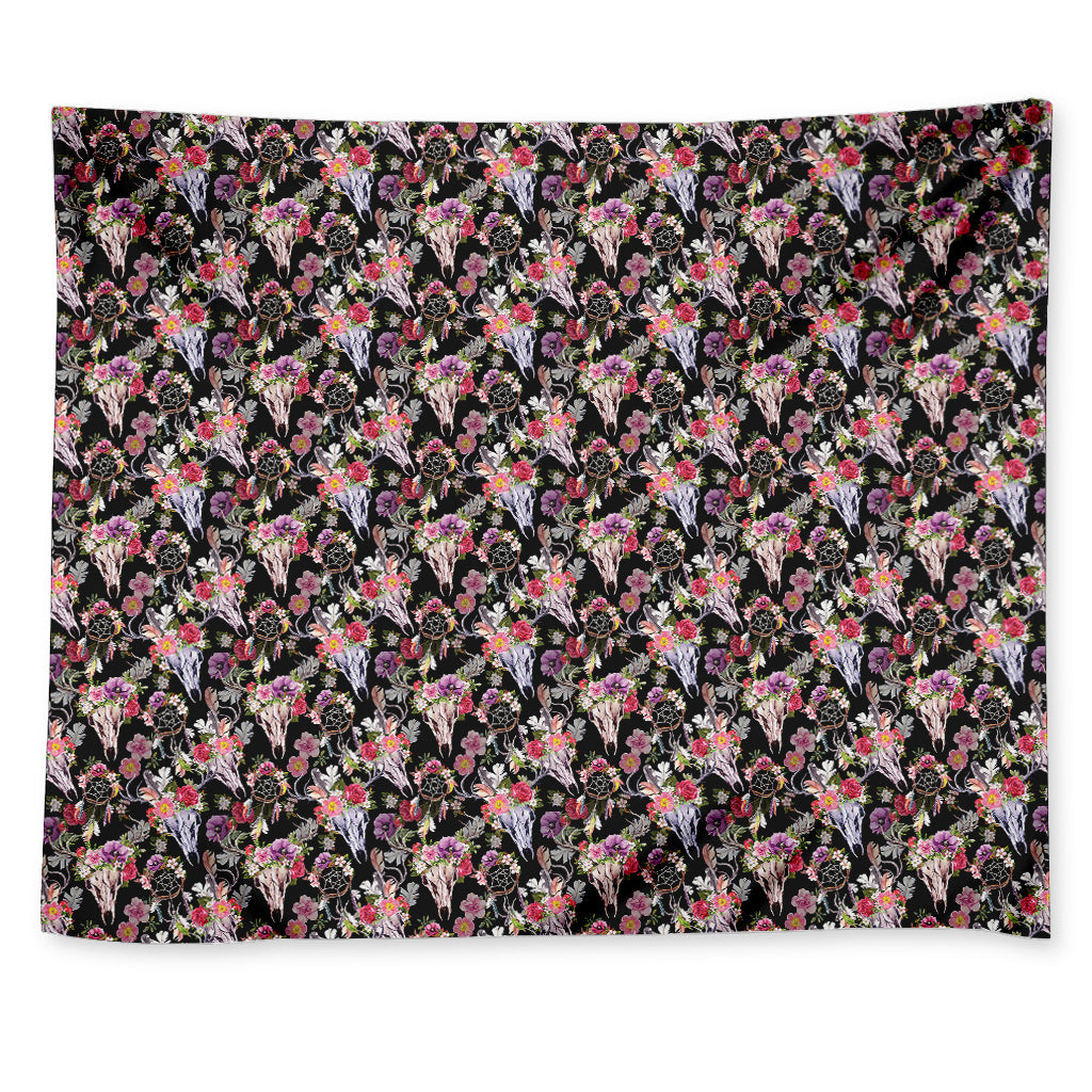 Boho Deer Skull Pattern Print Tapestry