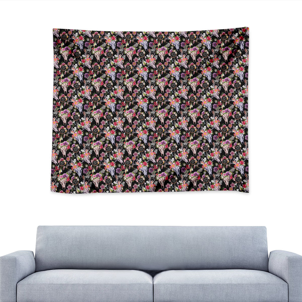 Boho Deer Skull Pattern Print Tapestry