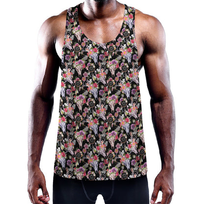 Boho Deer Skull Pattern Print Training Tank Top