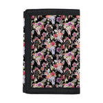 Boho Deer Skull Pattern Print Trifold Wallet