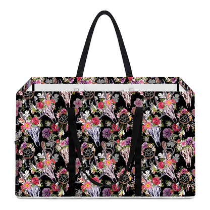 Boho Deer Skull Pattern Print Utility Tote Bag