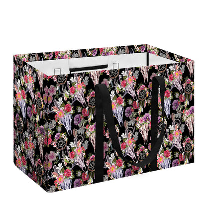 Boho Deer Skull Pattern Print Utility Tote Bag