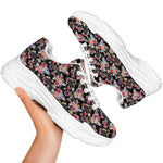 Boho Deer Skull Pattern Print White Chunky Shoes