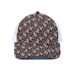 Boho Deer Skull Pattern Print White Mesh Trucker Cap