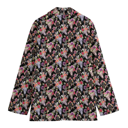 Boho Deer Skull Pattern Print Women's Blazer