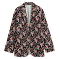 Boho Deer Skull Pattern Print Women's Cotton Blazer
