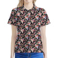 Boho Deer Skull Pattern Print Women's Polo Shirt