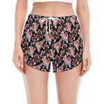 Boho Deer Skull Pattern Print Women's Split Running Shorts