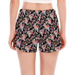 Boho Deer Skull Pattern Print Women's Split Running Shorts