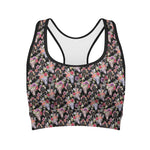 Boho Deer Skull Pattern Print Women's Sports Bra