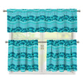 Boho Dolphin Pattern Print 3 Piece Kitchen Curtains
