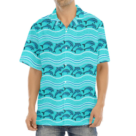 Boho Dolphin Pattern Print Aloha Shirt