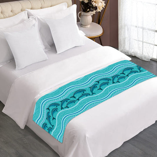 Boho Dolphin Pattern Print Bed Runner