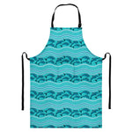 Boho Dolphin Pattern Print Bib Apron With Pocket