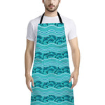 Boho Dolphin Pattern Print Bib Apron With Pocket