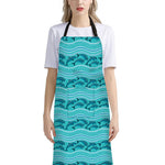 Boho Dolphin Pattern Print Bib Apron With Pocket