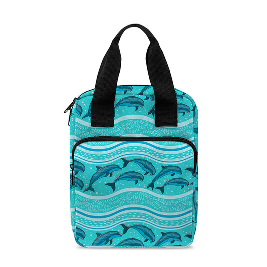 Boho Dolphin Pattern Print Bible Tote Bag