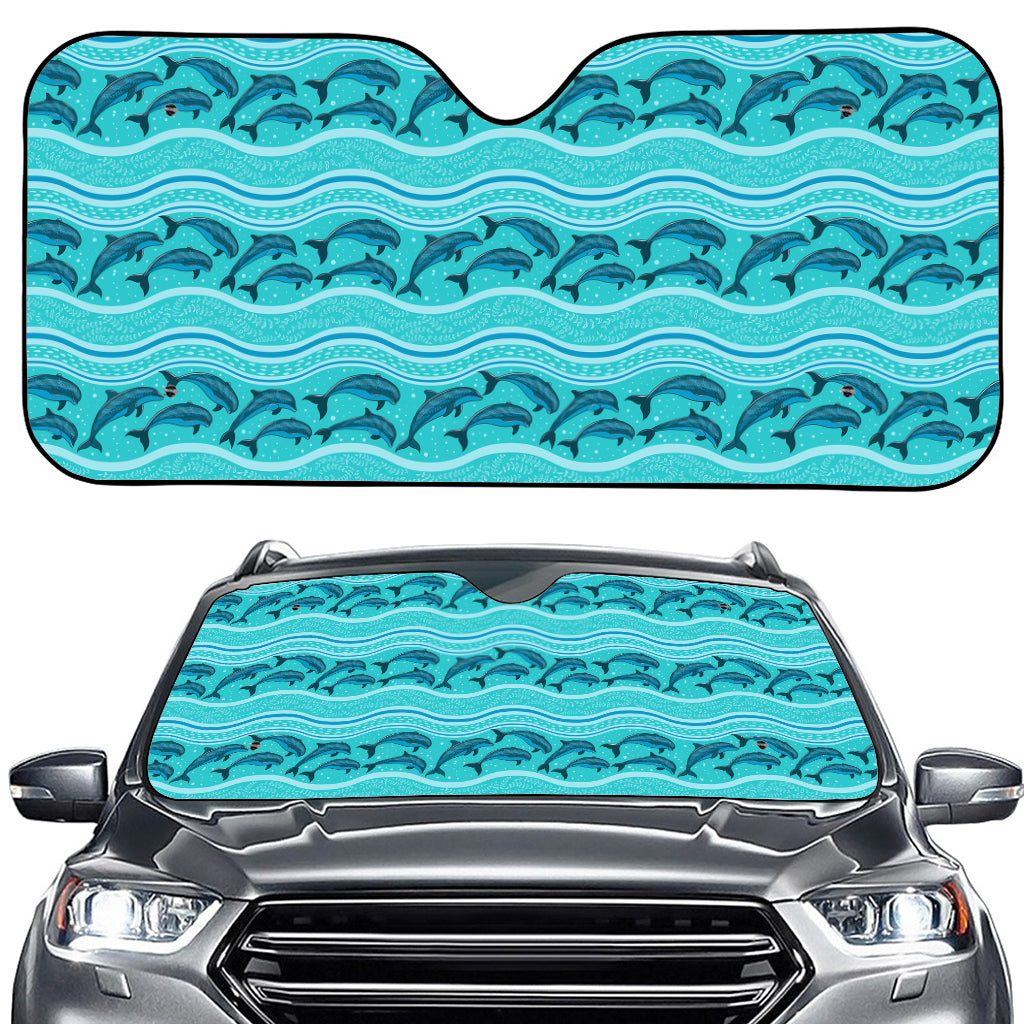 Boho Dolphin Pattern Print Car Windshield Sun Shade