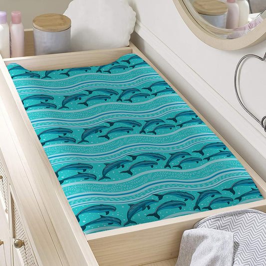 Boho Dolphin Pattern Print Changing Pad Cover