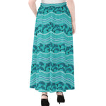 Boho Dolphin Pattern Print Chiffon Maxi Skirt