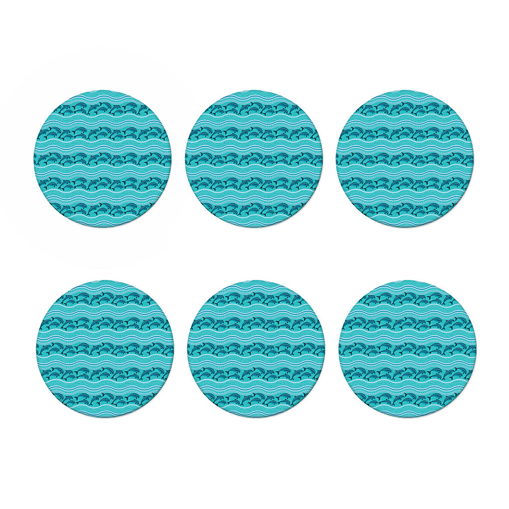 Boho Dolphin Pattern Print Coaster Set