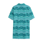 Boho Dolphin Pattern Print Cotton Hawaiian Shirt