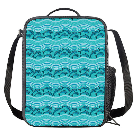 Boho Dolphin Pattern Print Crossbody Lunch Bag