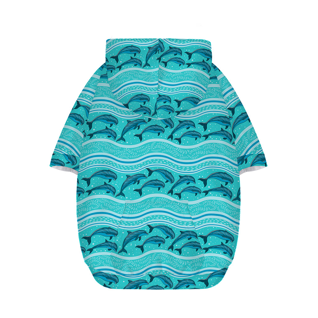 Boho Dolphin Pattern Print Dog Zip Up Hoodie