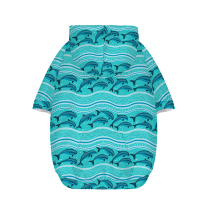 Boho Dolphin Pattern Print Dog Zip Up Hoodie
