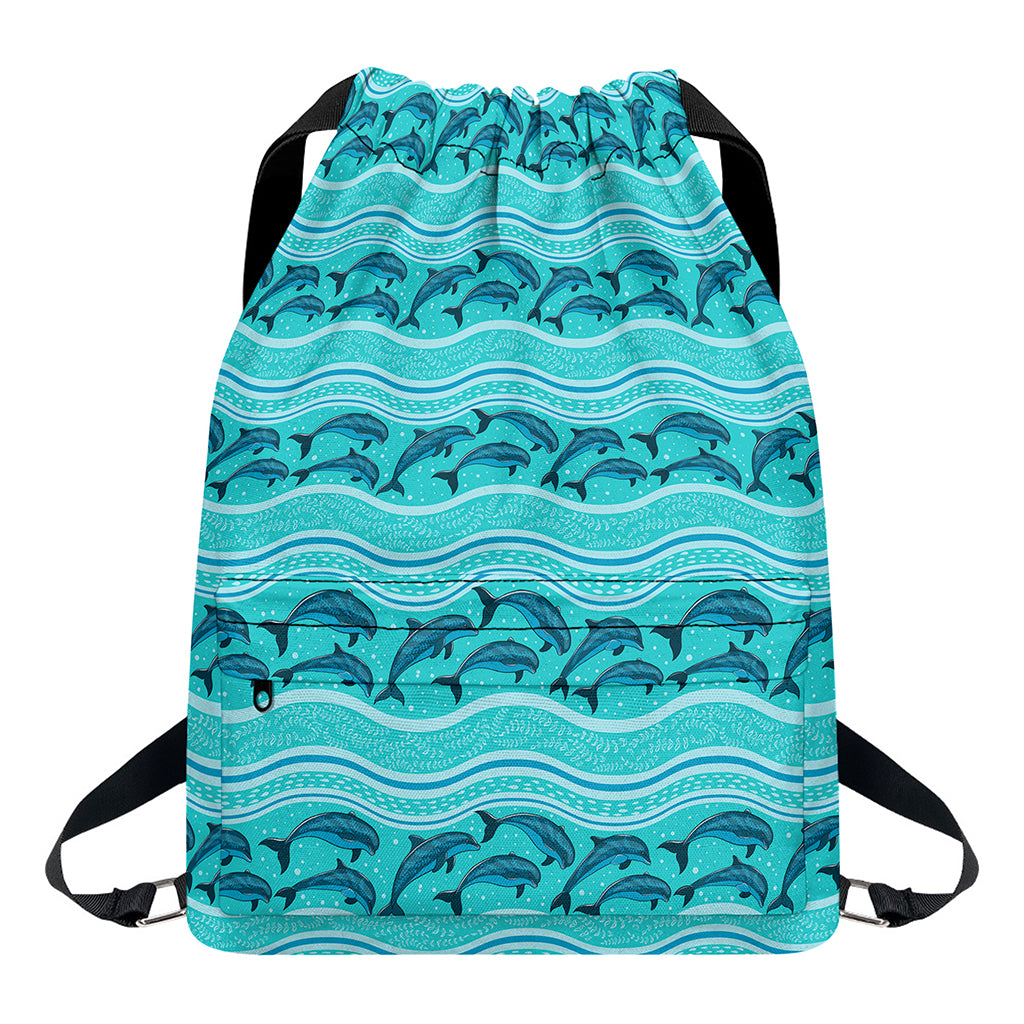 Boho Dolphin Pattern Print Drawstring Backpack