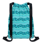 Boho Dolphin Pattern Print Drawstring Backpack