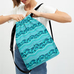 Boho Dolphin Pattern Print Drawstring Backpack
