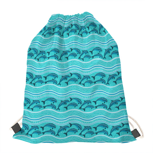 Boho Dolphin Pattern Print Drawstring Bag