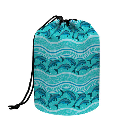 Boho Dolphin Pattern Print Drawstring Makeup Bag