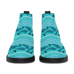 Boho Dolphin Pattern Print Flat Ankle Boots