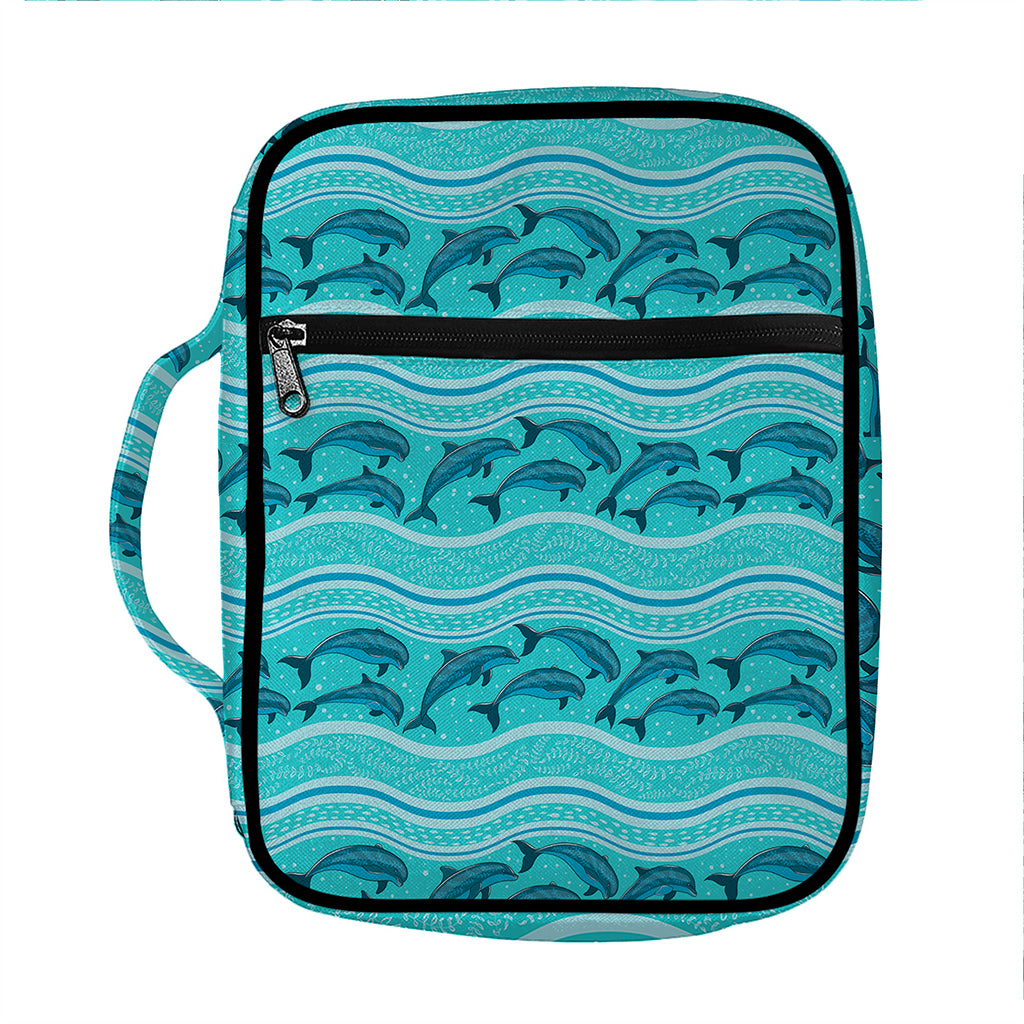 Boho Dolphin Pattern Print Front Pocket Bible Bag