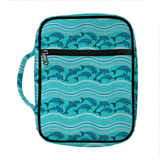 Boho Dolphin Pattern Print Front Pocket Bible Bag